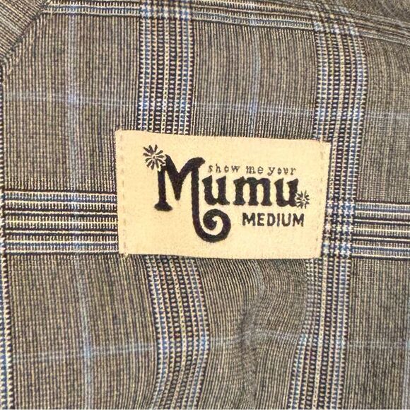 Show Me Your MuMu Arlette Academia Grey Plaid Button Front Mini Dress Sz. Medium - Picture 9 of 16